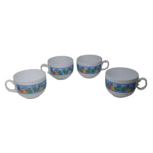 Vintage Arcopal Milk Glass Coffee/Tea Cups designed Marc Palluy Primeur Set of 4